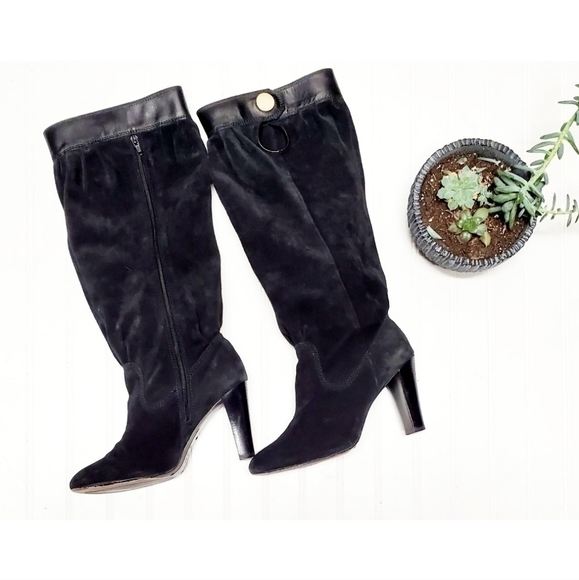 MICHAEL KORS Black Suede Slouchy Heeled Boots 10 - Picture 4 of 11